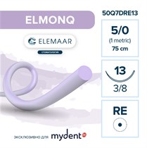 Elemaar ELMONQ 5/0 - шовный материал, 75 см, 3/8, 13 мм, колющая игла с квадратным телом, 12 шт. 50Q7DRE13