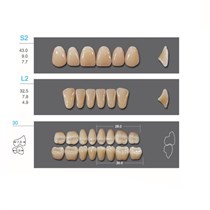 Kaifeng - зубы акриловые, верхние S2, цвет C2, коробка 4х28 шт C2S2/L2/30_Kaifeng