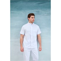 Рубашка мужская, со стойкой, с коротким рукавом, белый, 54 DRN733-WHT-54