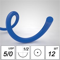 Шовный материал Полиамид синий NA 5/0 mono K 16 mm 1/2 75 cm (12 шт) синяя нить PAM5K1612-12-75