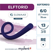 Шовный материал ELFTORID 6/0 (12 шт, 75 см, 3/8, 13 мм, колющая с квадратным телом) 60F7DRE13
