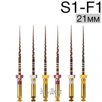 Ultratapers Gold 21мм, набор: S1-F1 (S1x2, S2x2, F1x2), стерильные машинные файлы, никель-титан, (6шт.).Eurofile 1231919245