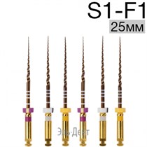 Ultratapers Gold 25мм, набор: S1-F1 (S1x2, S2x2, F1x2), стерильные машинные файлы, никель-титан, (6шт.).Eurofile 1231919254