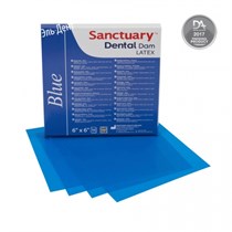 Коффердам Latex Dental Dams,  синего цвета, без запаха, средний, размеры 152мм. х 152мм., 36шт (упак.), SANCTUARY 1231910998