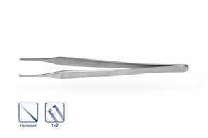 Пинцет Adson хирургический 1х2 прямой 15 см 5355