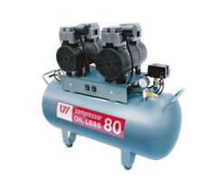 WuerWei W-604 - безмасляный компрессор для двух стоматологических установок с ресивером 80 л (170 л/мин), без осушителя 9080060