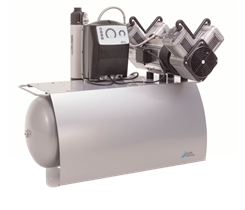 Durr Dental Quattro Tandem - безмасляный компрессор с 1 агрегатом для 4 установок, с осушителем, с ресивером 90 л, 235 л/мин, с электронным блоком контроля 4642-54