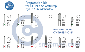 Набор для препарирования доктора Алиби Максутова Preparation kit for B.O.P.T and VertiPrep by Dr. Alibi Maksutov Комет Дентал Komet Dental 194512