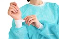 Халат одноразовый стерильный с манжетами,  р.56-58, длина 140 см, спанбонд, плотность 42 г/м2, голубой 22.01.01.05.042.1400.5658 - фото 341925