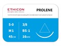 Шовный материал PROLENE (Пролен) 5/0, игла режущая 16 мм, окружность 3/8, нить 45 см синяя 12 шт/упак W527 - фото 354323