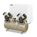 EKOM DK50 2X2V/110S/M - безмасляный компрессор для 4-х стоматологических установок с кожухом, с осушителем, с ресивером 110 л 4041020A6-402 - фото 356679