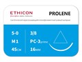 Пролен 5/0, П-режущая, 16мм, 3/8окр, 45см, 24 шт., ETHICON (США) W8006Т - фото 379525