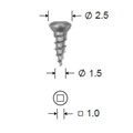 Винт самосверлящий, D (стержня/шляпки)=1.5/2.5 мм, L=4 мм, S=1.0 мм (шлиц-квадрат) 501.10 - фото 387808
