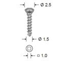 Винт самонарезающий, D (стержня/шляпки)=1.5/2.5 мм, L=10 мм, S=1.0 мм (шлиц-квадрат) 501.04 - фото 387840