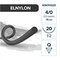 Elemaar ELNYLON 4/0 - шовный материал, 75 см, 1/2, 20 мм, обратно-режущая, 12 шт. 40N7HQ20 - фото 389054