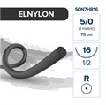 Elemaar ELNYLON 5/0 - шовный материал, 75 см, 1/2, 16 мм, колющая, 12 шт. 50N7HR16 - фото 389075