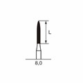 Финишный твердосплавный бор CF 48 LB, пламевидный, удлиненный, турбинный наконечник, D=1.2 мм, L=8.0 мм, красный + фиолетовый CF-48-LB-314.012 - фото 418530