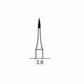 Финишный твердосплавный бор CF 246, пламевидный, турбинный наконечник, D=0.9 мм, L=3.6 мм, синий CF-246-314.009 - фото 419456