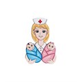 "Значок ""Акушерка с детками"", брюнетка" AW_M23(br) - фото 428936