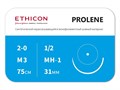Пролен 75 смW295 Пролен 2/0, колющая игла 30 мм х 2, 75 см, 1/2окр, ETHICON (США) W295 - фото 482918