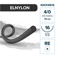 Полиамид ELNYLON — нерассасывающаяся нить, 1/2, колющая игла с квадратным телом 16 мм, толщина 4/0 (1,5), 75 см, 12 шт 40N7HRE16 - фото 487329
