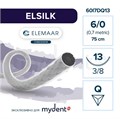ELSILK S — нерассасывающаяся нить, 3/8, обратно-режущая игла 13 мм, толщина 6/0 (0,7), 75 см, 12 шт 60I7DQ13 - фото 487349