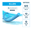 Elemaar ELLEN 6/0 - шовный материал, 75 см, 3/8, 13 мм, обратно-режущая, 12 шт. 60P7DQ13 - фото 512219