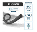 Elemaar ELNYLON 5/0 - шовный материал, 75 см, 1/2, 16 мм, обратно-режущая, 12 шт. 50N7HQ16 - фото 512230