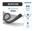 Elemaar ELNYLON 5/0 - шовный материал, 75 см, 1/2, 16 мм, колющая, 12 шт. 50N7HR16 - фото 512256