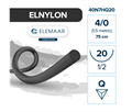 Elemaar ELNYLON 4/0 - шовный материал, 75 см, 1/2, 20 мм, обратно-режущая, 12 шт. 40N7HQ20 - фото 512270