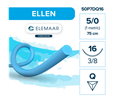 Elemaar ELLEN 5/0 - шовный материал, 75 см, 3/8, 16 мм, обратно-режущая, 12 шт. 50P7DQ16 - фото 512297